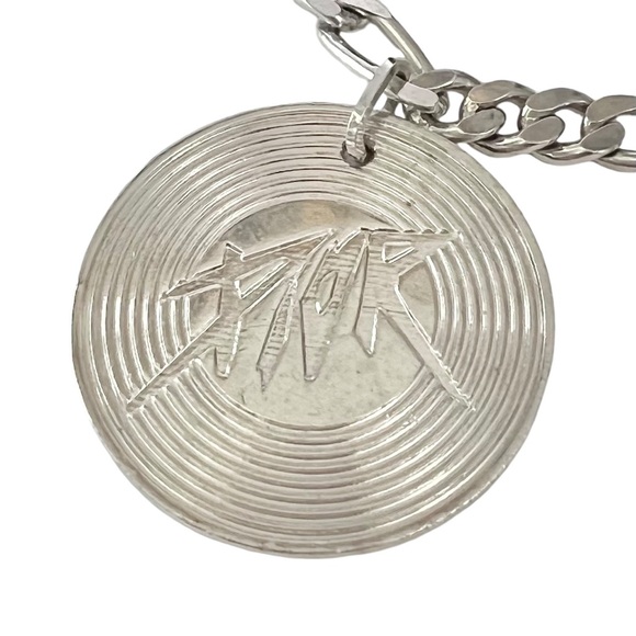 AUTH VTG Christian Dior Silver Figaro Chain Link Large Logo Charm Bracelet - Picture 6 of 16